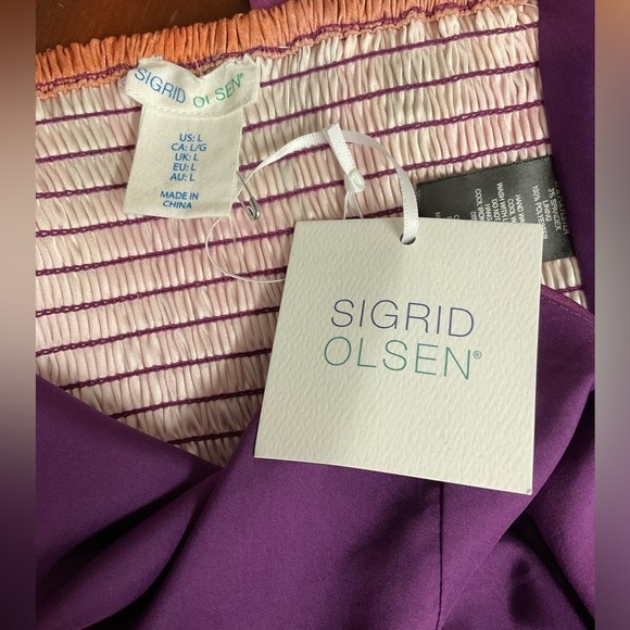 NWT Sigrid Olsen Smocked Crop Tie Halter Top - Picture 10 of 11